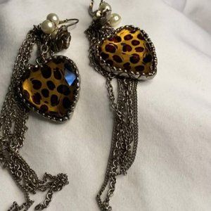 Betsey Johnson Glass Leopard Earrings